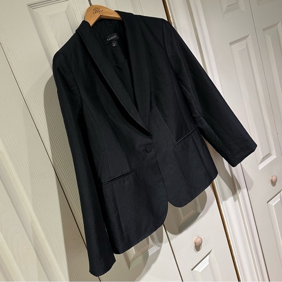 Talbots Black Silk Taffeta Single Button Blazer Evening Formal Tuxedo Jacket 12 - Picture 7 of 15
